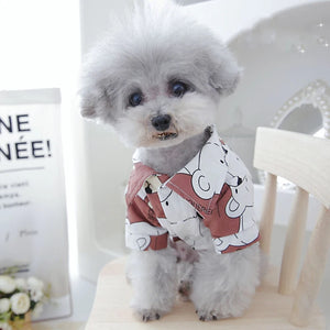 Cotton Bear Print Dog Shirt For Pet Yellow White Cotton Bichon Chihuahua Small Puppy Animal Cat Apparel Summer Coat Jacket Goods