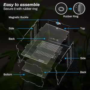 Acrylic Reptile Terrarium Habitat Breeding Box Mini Transparent Reptiles Cage with Cover Nano Arboreal Tarantula Enclosure