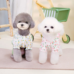 Flower Pattern Pet Dog Spring Jumpsuit Pajamas Clothes Dog Tracksuit Puppy Cat Clothing Puppy Apparel Costume