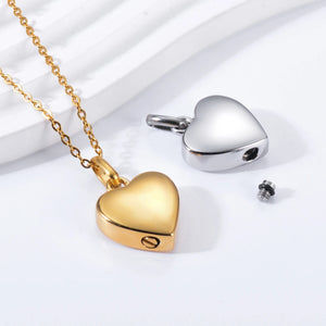 Glossy Heart Cremation Urn Necklace for Ashes Stainless Steel Memorial Jewelry Urn Pendant Keepsake Locket for Human Pet