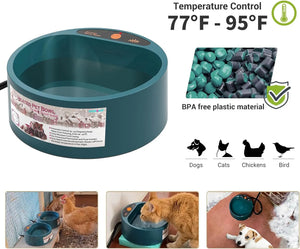 Heated Pet Bowl Intellectual Temperature Control 2.2L Heated Dog Bowl Winter Bird Bath Heater Dish Thermal Water Bowl for Dogs