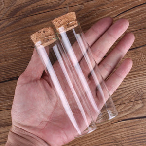 5pcs 60ml Glass Tubes with Cork Stopper Test Tubes Lab Glassware Spice Jars Vials Terrarium 3*12CM for Accessory Craft DIY