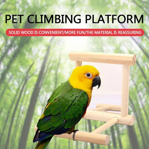 Wood Bird Mirror With Perch Stand Bird Toy Stand Bird Toy For Parrot Parakeets Cockatiels Cage Cage Parakeet Accessories S1Y6