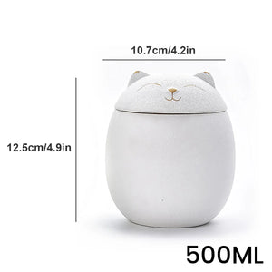 Black/White 170/500ml Urn for Pet Ashes Cat Shape Memorial Cremation Urns-Handcrafted Decorative Urns for Funeral Cat Dog Urn