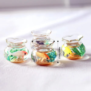 2*2.5cm 1Pc mini fish tank Random Dollhouse Miniature Glass Fish Tank Bowl Aquarium Doll House Home Ornament