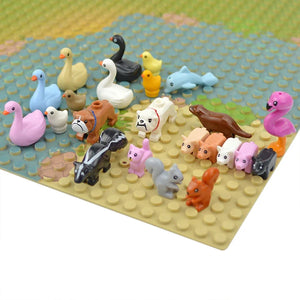 City Animal Building Blocks Duck Swan Pig Cat Figures Bird Dog Zoo Farm Accessories Small Particles Bricks Set Kid Toys Gifts