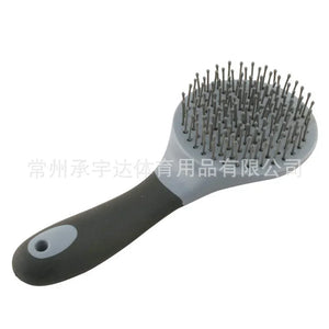 Horse Mane & Tail Brush Round Shaped Soft Rubber Grip  Needle Bristles Stable Cleaning Kit Horse Grooming Brush