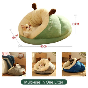 Pet Kennel Cat Dog House Semi-enclosed Winter Warm Thickened Slippers Cats Cushion Sleeping Bag Soft Washable Portable Nest