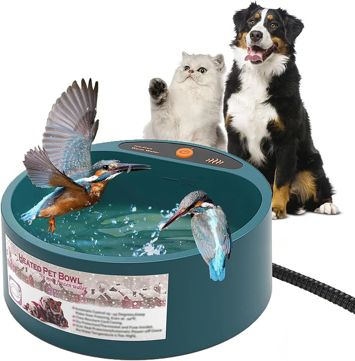 Heated Pet Bowl Intellectual Temperature Control 2.2L Heated Dog Bowl Winter Bird Bath Heater Dish Thermal Water Bowl for Dogs