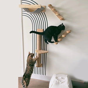 Cat Wall Furniture Climbing Shelf Wall Mounted Steps Stairway With Sisal Rope Scratching Grinding Claws Toy for Most Kitten Cats