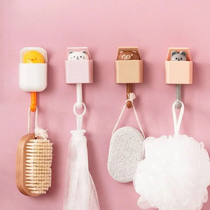 Cute Cat Wall Hooks Self Adhesive Bedroom Door Hangers Keys Towel Umbrella Coat Holder Rack Animal Home Bathroom Decoration Hook