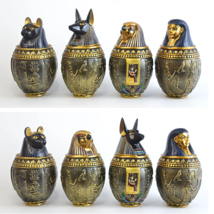 Egyptian Pet Urn Canopic Cat Memorial Funeral Supplies Cat Dog Cremation Urn for Ashes Pet Memorial Coffin Box Home Decoration