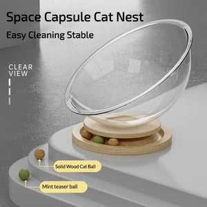 Space Capsule Cat Bed Sleeping Nest Transparent Cat House Set All Season Activity Center Universal Detachable Kittens Hammock