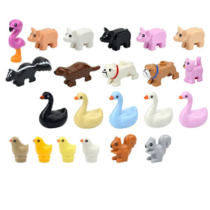 City Animal Building Blocks Duck Swan Pig Cat Figures Bird Dog Zoo Farm Accessories Small Particles Bricks Set Kid Toys Gifts