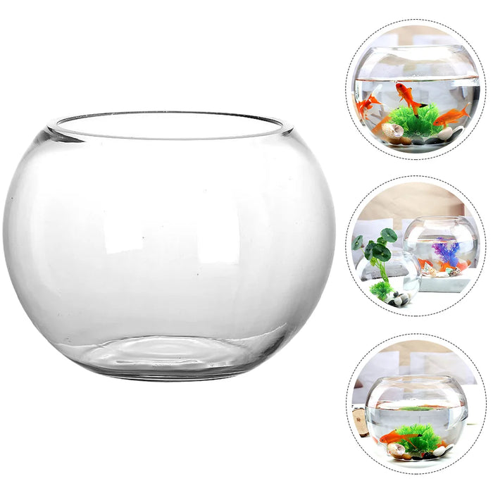 Glass Fish Bowl Desktop Terrarium Small Ball Goldfish Tank Air Plant Vase Succulent Planter