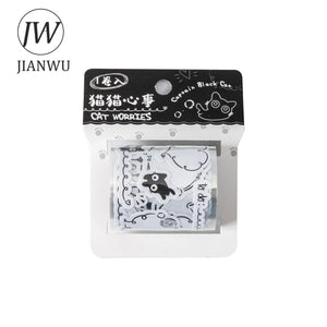 JIANWU 50mm*200cm Captain Black Cat Series Kawaii Cat Material Collage Waste Tape Creative DIY Journal Stationery