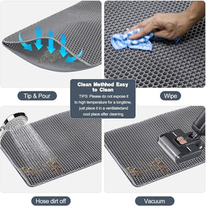 Cat Litter Mat,Double Layer Pet Non-slip Large Litter Filter Mat，Wear-resistant Waterproof Litter Cat Mat，Cat Box Use Pad