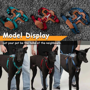 Mysudui No Pull Dog Harness Adjustable Leather Pet Vest for Easy Walking with 2 Leash Clips Small Medium Large Dogs