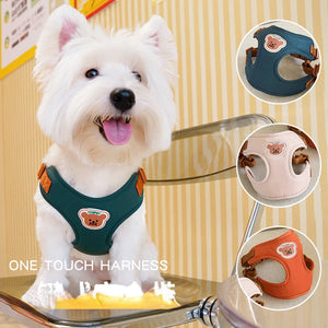 Pet Harness Leash Set Cute Bear No Pull Dog Vest Harness Strap Adjustable Breathable Harness for Puppy Cat Dog Supplies