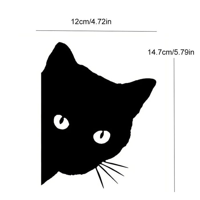 Creative Black Cat Face Peeking Car Stickers Automotive Decal Window Decoration Reflective Sticker Window Door  Sticker 12*15cm