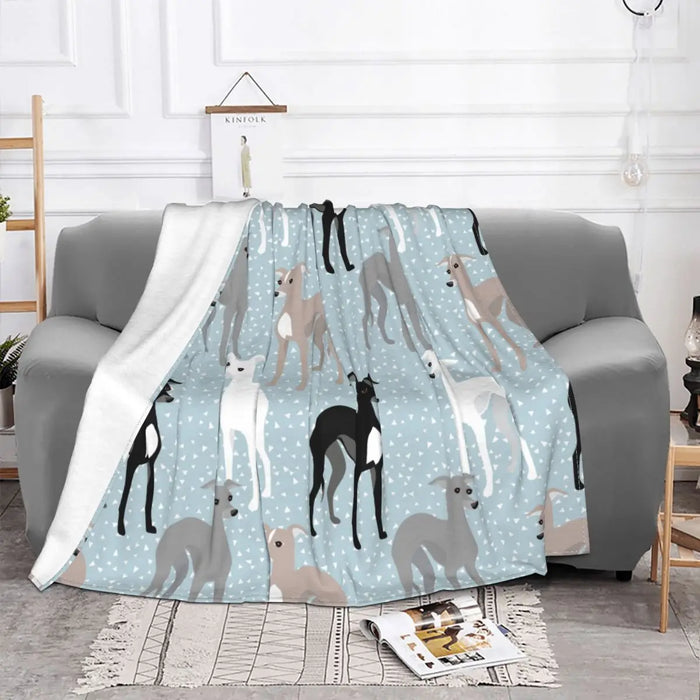 Greyhound Whippet Lurcher Galgo Dog Blanket Flannel Spring Autumn Cartoon Warm Throw Blankets for Bed Travel Bedding Throws