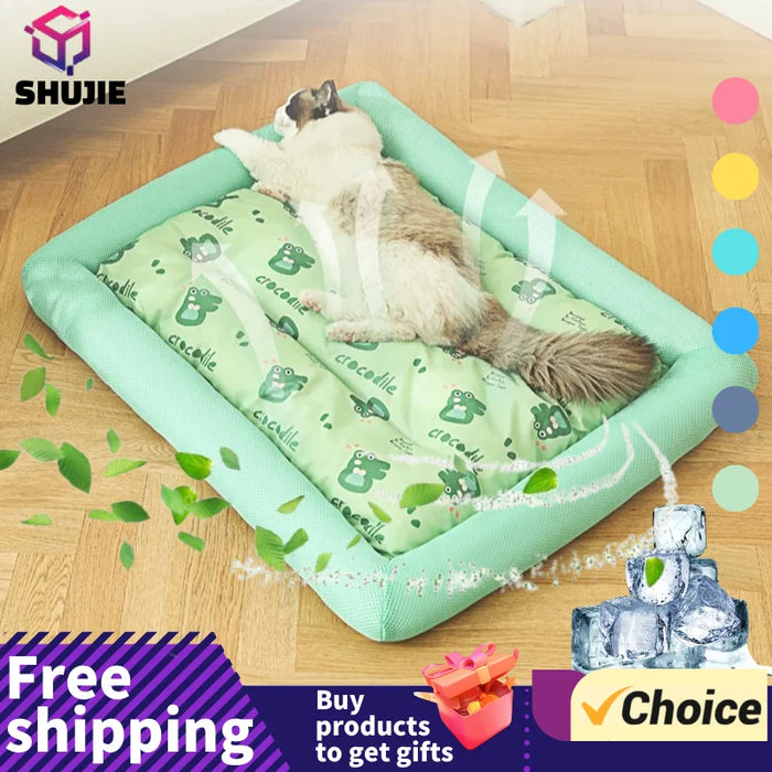 Summer Cooling Pet Cat Bed Cushion Ice Pad Dog Sleeping Square Mat for Puppy Dogs Cats Pet Kennel Top Quality Cool Cold