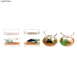 2*2.5cm Dollhouse Miniature Glass Fish Tank Bowl Aquarium Doll House Home Ornament Toy For Dollhouse Decals New!