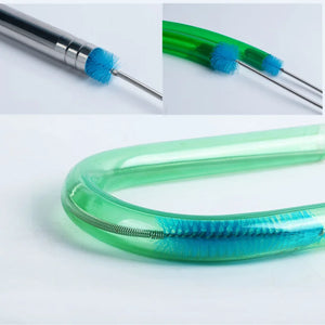 155/90cm Aquarium Cleaning Brush Stainless Steel Flexible Bent Tube 2x brush Water Air Tube Hose Cleaner Fish Tank Accessories