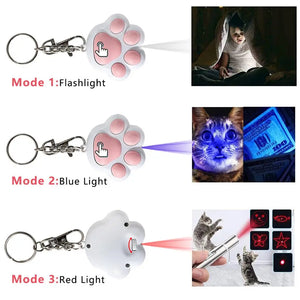 1pc Pet Cats Infrared Teaser Toys Key Chain Lighting Multifunctional Rechargeable Various Patterns Iq Training Toy Usb Charge