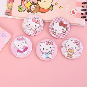 5Pcs/Set Kawaii Hello Kitty Chest Badge Sanrio Cartoon Figure  Brooch Sweet Cute KT Cat Clothing Decoration Girls Kids Toy Gift