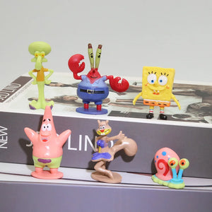 Anime Spongebobs Action Figures Cartoon Mini Dolls Fish Tank Decoration Landscaping Aquarium Accessories Boys Birthday Gifts