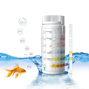 100Pcs Aquarium Test Strips Water Quality Test Strip 6in1 Fish Tank Test Kit Freshwater Saltwater Aquarium Water pH Test Strips