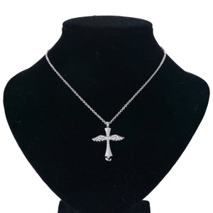 Funeral Angel Wings Cross Memorial Necklace Stainless Steel Urn Pendant Necklace For Ashes Cremation Keepsake Jewelry