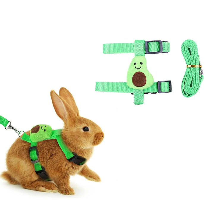 Small Animals Outdoor Wakling Supplies Cartoon Style Rabbit Harness and Leash Set for Bunnies Guinea Pig Bunny Accessoris Pet