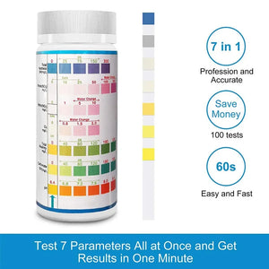 100pcs 7-IN-1 Aquarium Test Strips Fish Tank Test Kit Freshwater Saltwater Aquarium Water Test to Detect PH NO3 NO2 GH KH CI TCL