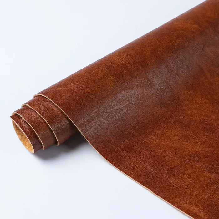 Brown Crazy Horse Faux Leather Sheets 1.0mm PU Leatherette Upholstery Fabric Synthetic by The Yard for DIY Crafts