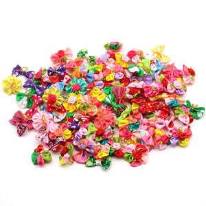 New 100pcs Dog Grooming Bows Pet Dog Cat Hair Bows Rubber Bands Pet  Supplies  Hair Accessories products for small dogs