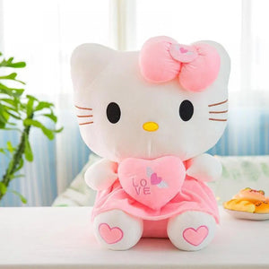 25Cm Sanrio Hello Kitty Plus Doll Toy Heart Hugging Pink Kitty Cat Cartoon Animal Plush Pacify Toys for Baby Decoration Bed Gift