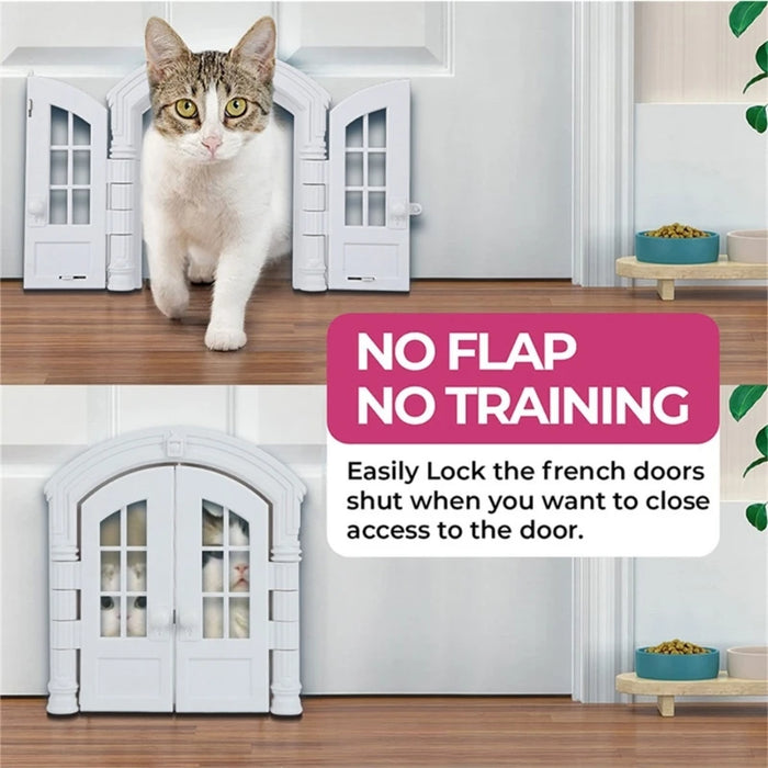 Inertior Door for Small Cats Easy Install Pet Door without Flap for Pets up to 10kg French Doors Dropshipping