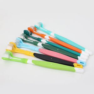 Dog Toothbrush Three Sided Pet Toothbrush Oral Cleaning Three Headed Brush for Dog Teeth Cleaning Soft Hair Dogs Toothbrushes