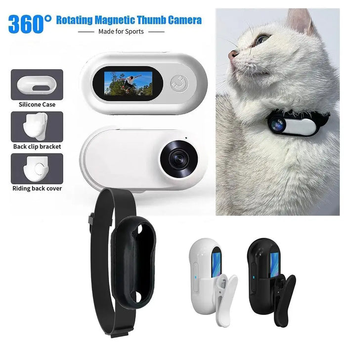 Cat Collar Camera For Pet Cameras & Monitors With 170 Wide Angle Lens Mini Portable Stable Sport Action Body Camera With Video