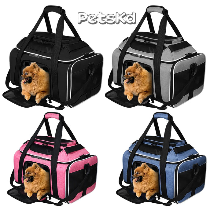 Petskd Top-Expandable Pet Carrier Major USA Airlines Approved Soft Small Dog Cat Carrier with Safety Zipper and AntiScratch Mesh