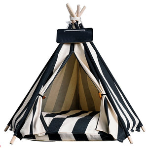 Pet Tent House Dog Bed Portable Removable Washable Teepee Puppy Cat Indoor Outdoor Kennels Cave with Cushion and Blackboard