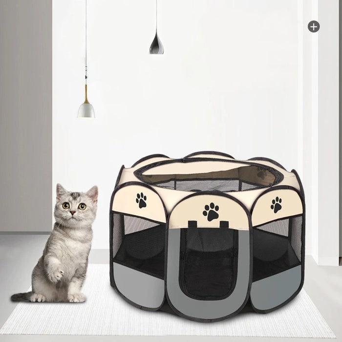 Pet Octagonal Crate Cat Crate Dog Crate Folding Maternity Crate Canine Crate Easy Operation Enclosure Outdoor Camping Pet Tent