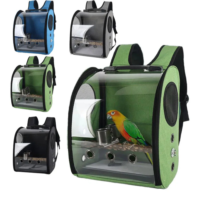 Parrot Outing Package Large Space Breathable Mesh Wooden Standing Stick Pet Bird Carrier Bag Bird Outdoor Carrying Backpack