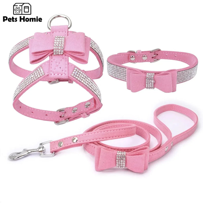 Pet Chest Harness Rhinestone Bow Small Dog Traction Rope Walking Cat Chest Harness Coleira Para Cachorro Cat Accessories