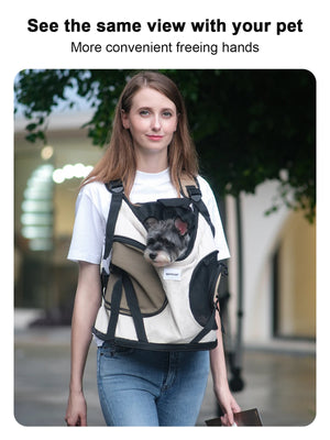 Cat Small Dog Carrier Breathable Canvas Portable Backpack Puppy Kitten Travel Chest Sling Bag Pet Front Cross Shoulder Strap