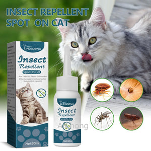 50ml Insect Repellent Spot on Cat Defense Against Parasites, Ticks, Fleas and Mites Health Cleaning Supplies