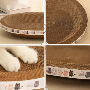 Cat Scratching Board Wear-Resistant Corrugated Paper Cat Grinding Claw Toys Multifunction Round Oval Cat Sleeping Bed Scratchers