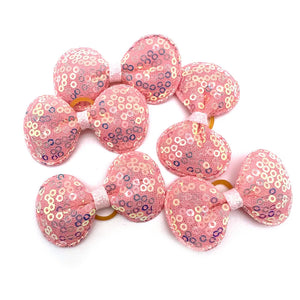 10 pcs Sequin Style Small Dog Hair Bows with Rubber Bands Yorkshire Hair Decorate Pet Grooming Accessories